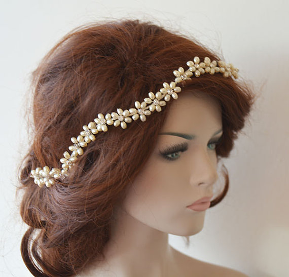 Wedding - Wedding Headband, Bridal Pearl Hair Vine, Bridal Headband, Bridal Hair Accessories, Wedding Hair Accessories