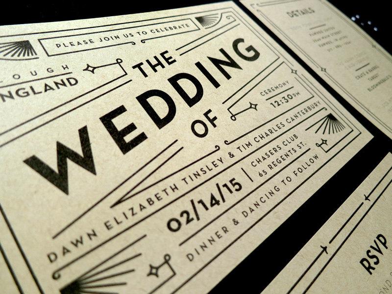 Wedding - Digital Wedding Invitation Set with RSVP – Art Deco, Vintage Inspired, DIY Wedding, Printable Files – Dawn & Tim