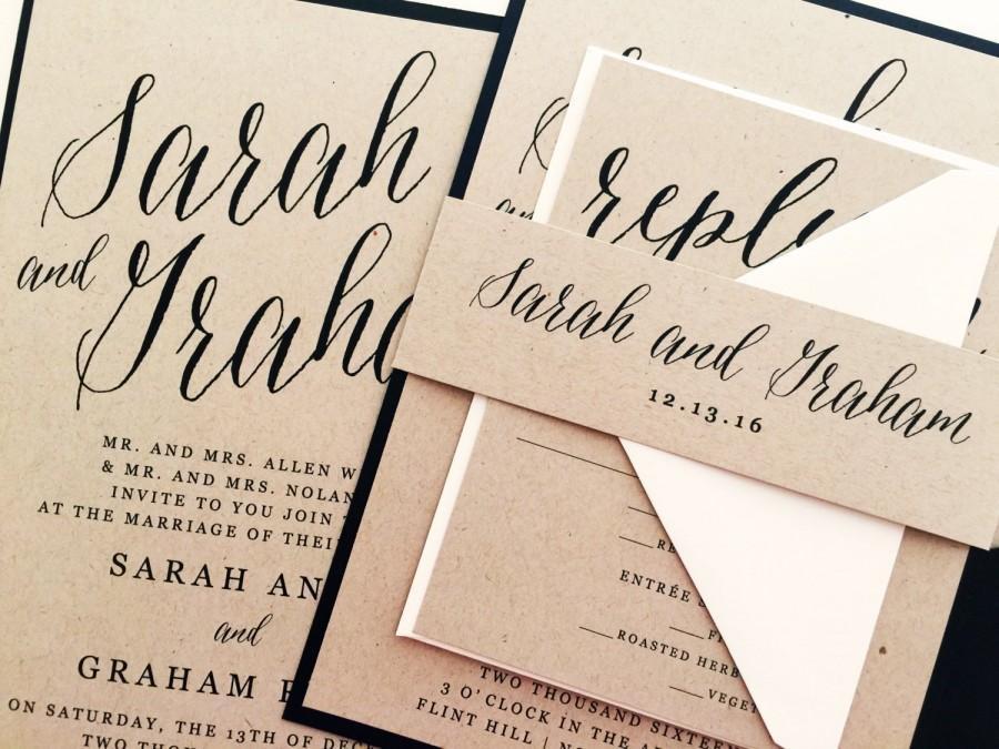 Wedding - Wedding Invitation, Wedding Invite, Modern Calligraphy Wedding Invitations, Kraft Wedding Invitations, Wedding Invitation Suite