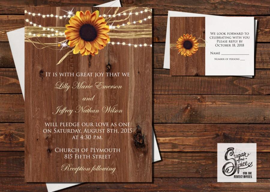Свадьба - Rustic Wedding Invitation Printable, Country Wedding Invite, Fall Wedding Invitation
