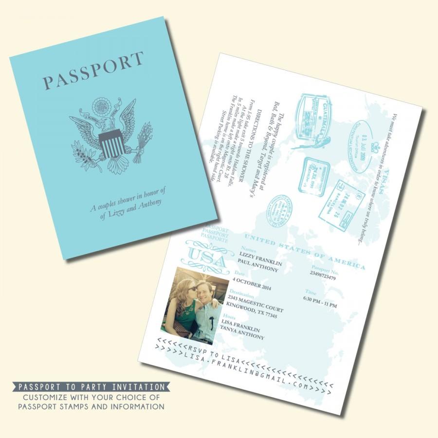 زفاف - Passport Invitation - Travel Theme Invitation - Personalized Printable File or Print Package Available - l #00030-FCIA2