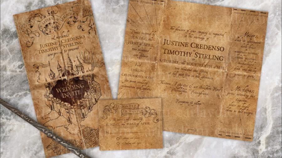 Свадьба - Harry Potter Marauder's Map Inspired Printable Digital Wedding (Party or Event) Invitations