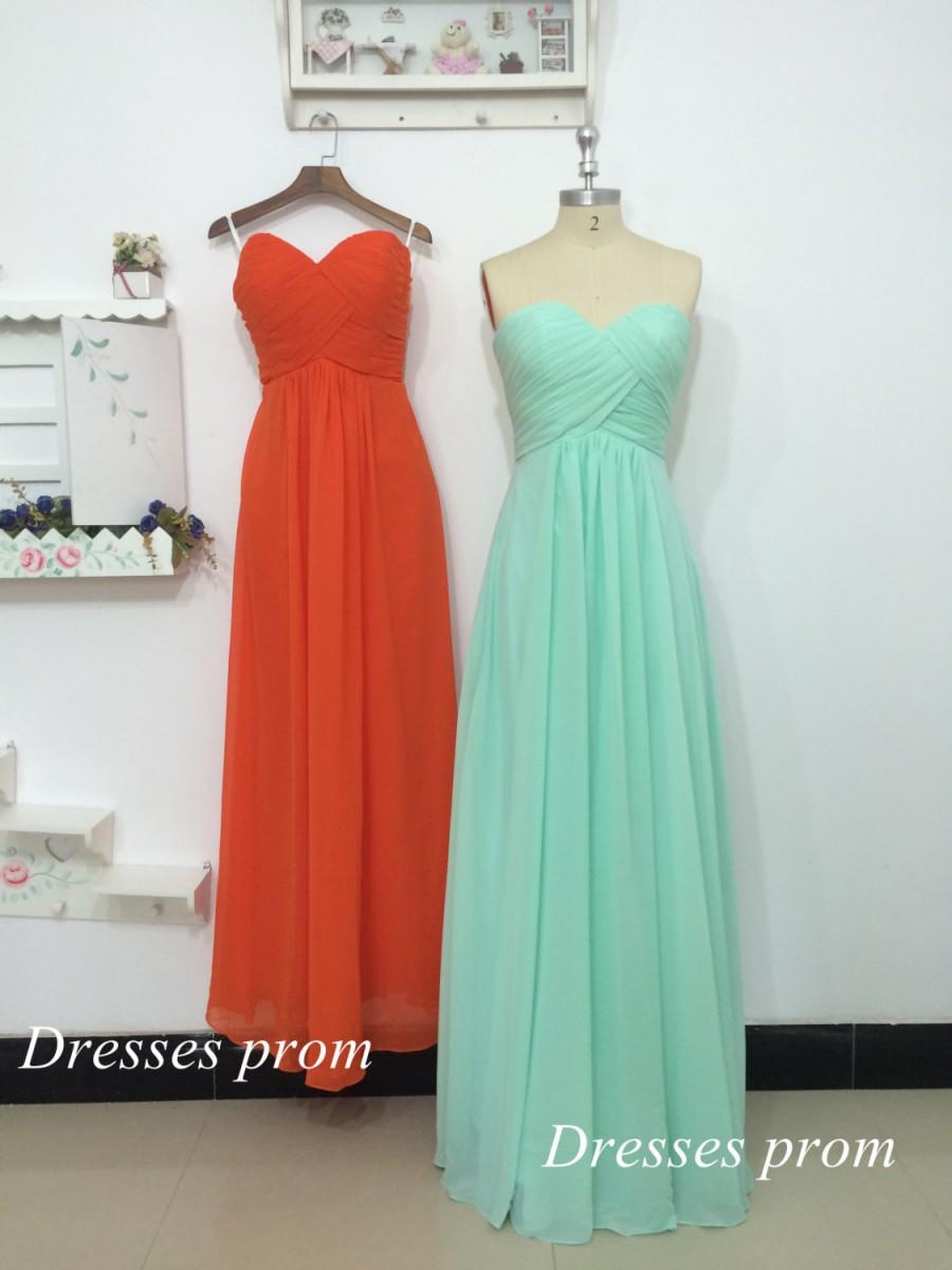 زفاف - Orange And Mint Dress A-line Sweetheart Floor Length Chiffon Prom Dress with Zipper - Bridesmaid Dresses Prom Dresses Long Chiffon Dresses