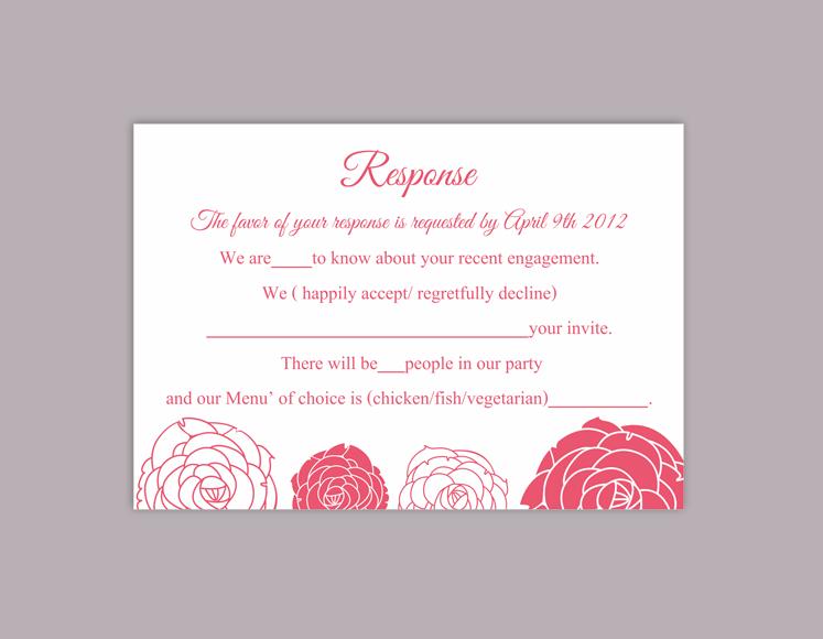 Wedding - DIY Wedding RSVP Template Editable Word File Download Rsvp Template Printable RSVP Cards Fuchsia Pink Rsvp Card Rose Floral Rsvp Card
