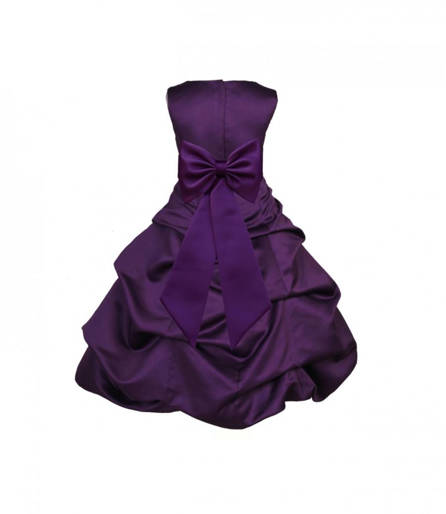 زفاف - Purple Flower Girl Dress tiebow sash pageant wedding bridal recital children bridesmaid toddler childs 37 sizes 2 4 6 8 10 12 14 16 #808