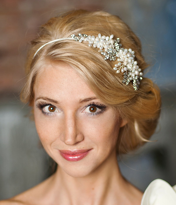 زفاف - Pearl wedding headband, Pearl bridal headpiece,bridal tiara, bridal headband-Isadora
