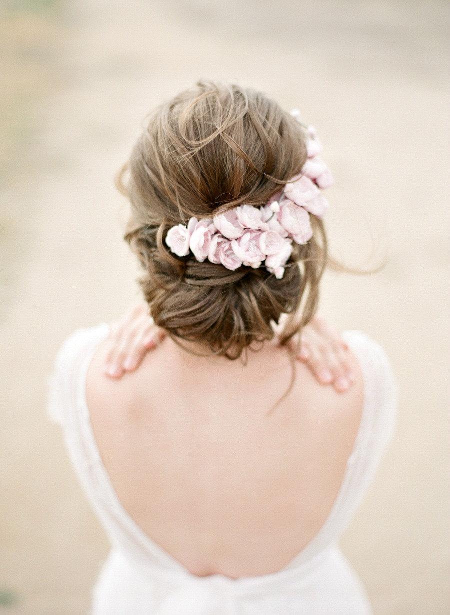 Wedding - Pink Floral Bridal Headpiece -  Silk Flower Wedding Headpiece, Wedding Tiara, Floral Bridal Crown, Vintage Silk Flower Headpiece