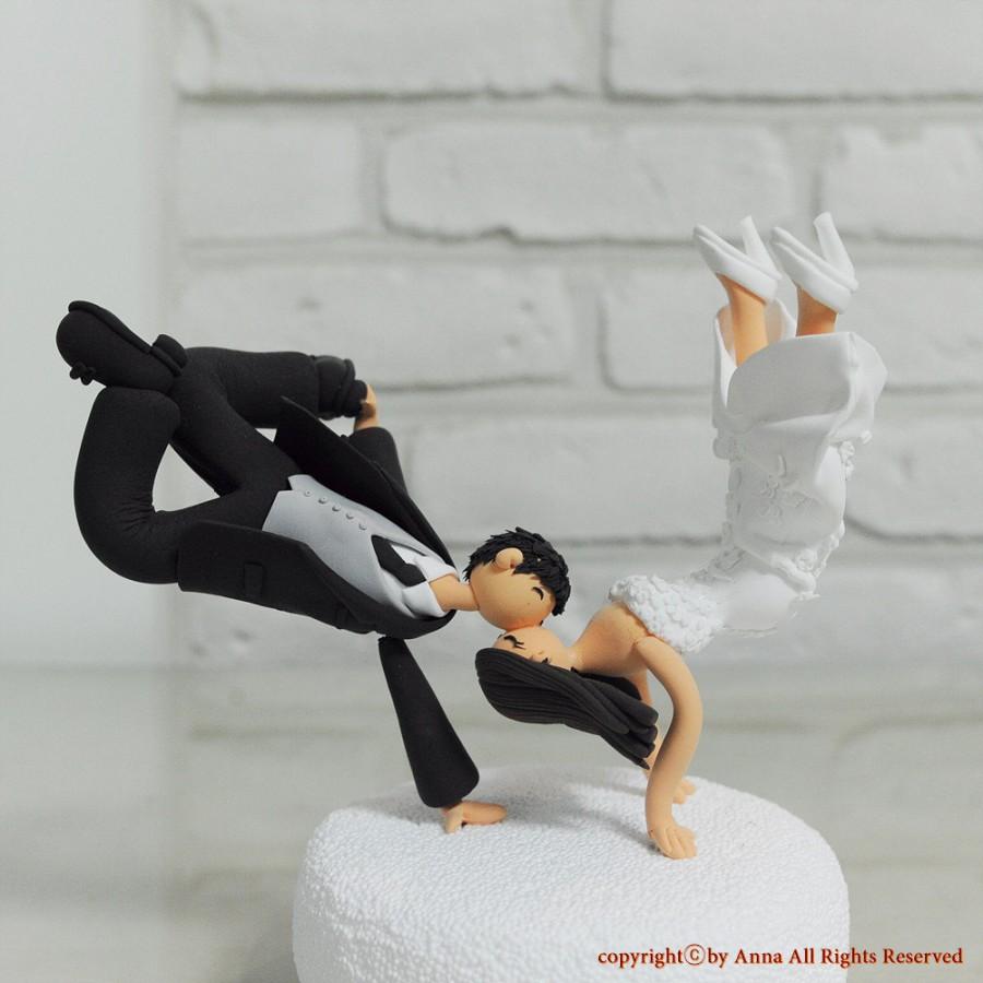 Wedding - Custom Wedding Cake Topper, Break Dancing Couple Cake Topper, Funny Cake Topper, Dancer Cake Topper