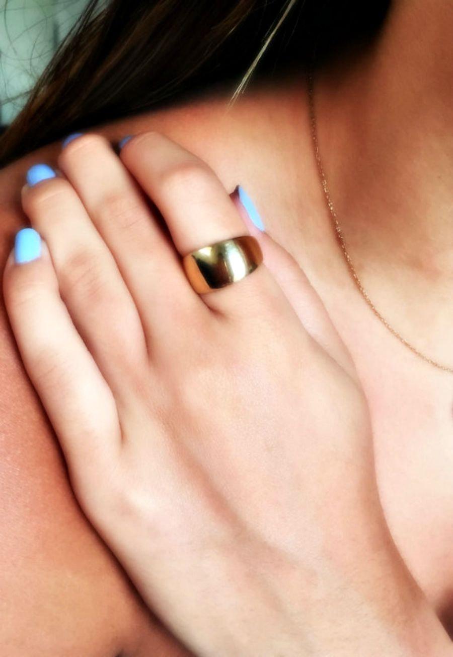 زفاف - Gold wedding ring. Solid Gold Ring. Yellow gold wedding band ring. Wide gold ring. Women gold band. 14k yellow gold wide wedding ring