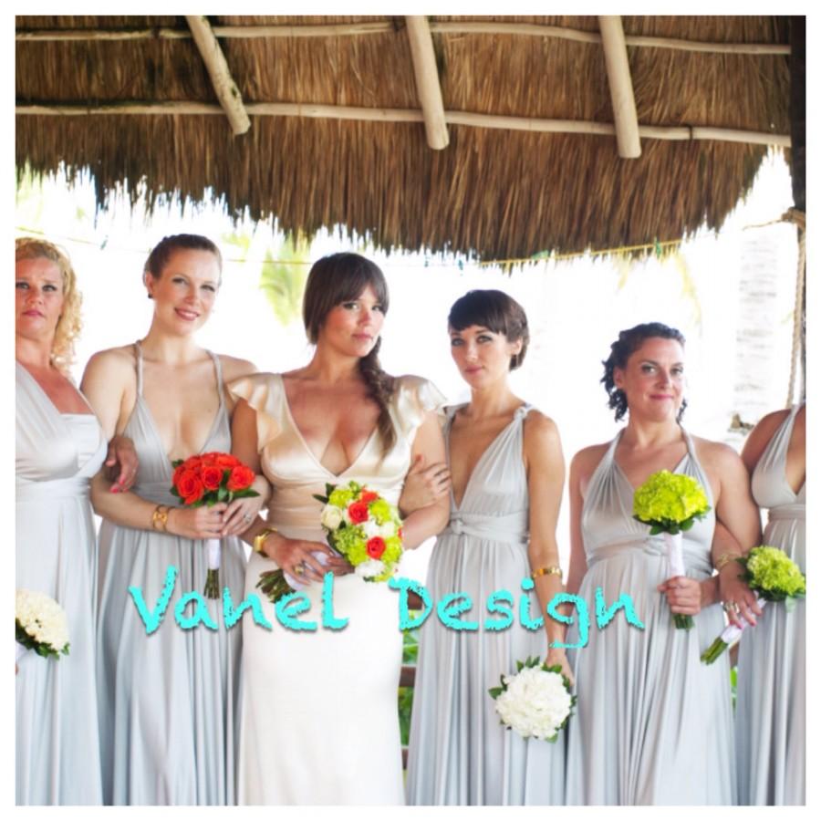 Wedding - Convertible, Infinity, Wrap Bridesmaid Dress- Party Dress, Formal Dress, Summer Dress, Silver Grey Dress