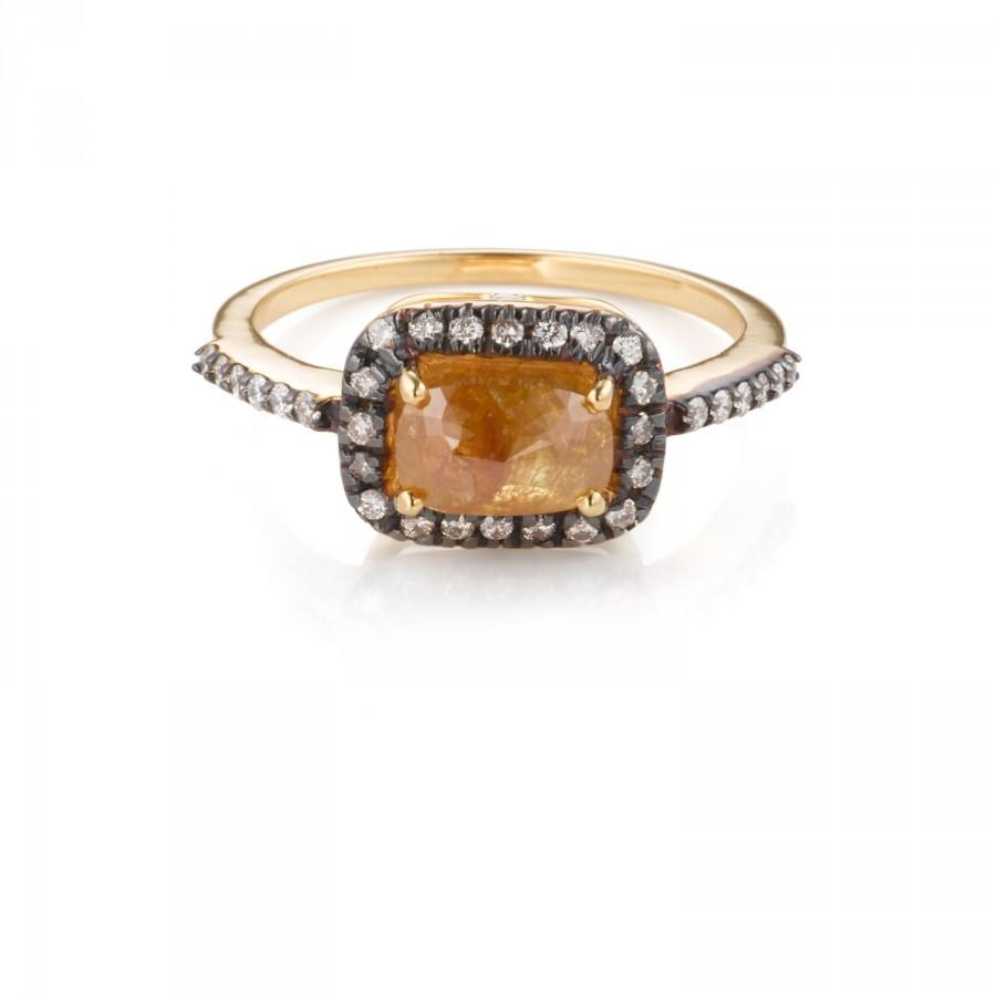 زفاف - Rough Cut Diamond Ring - Honey Color - 1.90ctw -  LAST ONE, SALE!