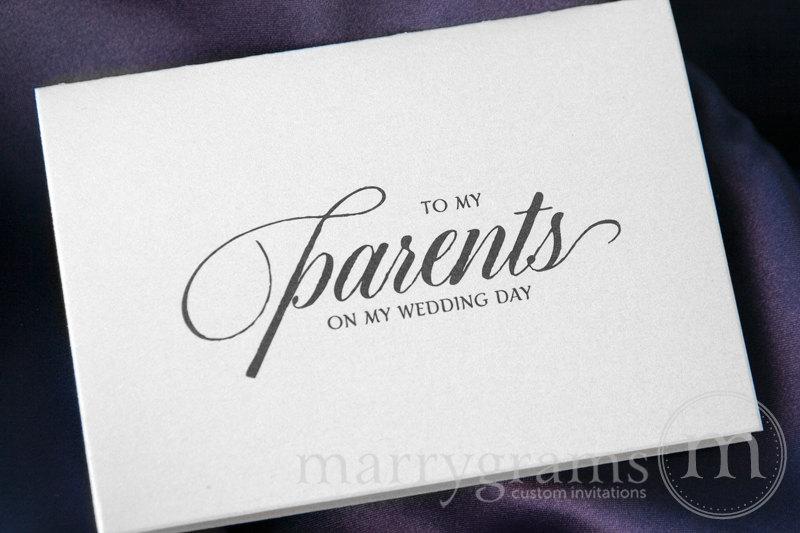 Свадьба - Wedding Card to Your Mother or Father - Parents of the Bride or Groom Cards -Parent Wedding Gift Card - To My Parents on My Wedding Day CS04