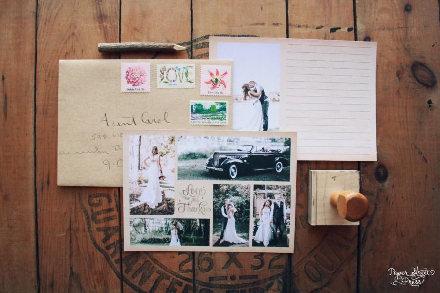 زفاف - Vintage Wedding Thank You Cards with Rustic Photography Collage - Printable Thank You Wedding Thank You Notes - 5" x 7"