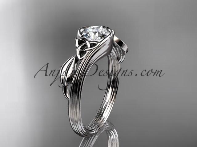 زفاف - 14kt white gold diamond celtic trinity knot wedding ring, engagement ring CT7324