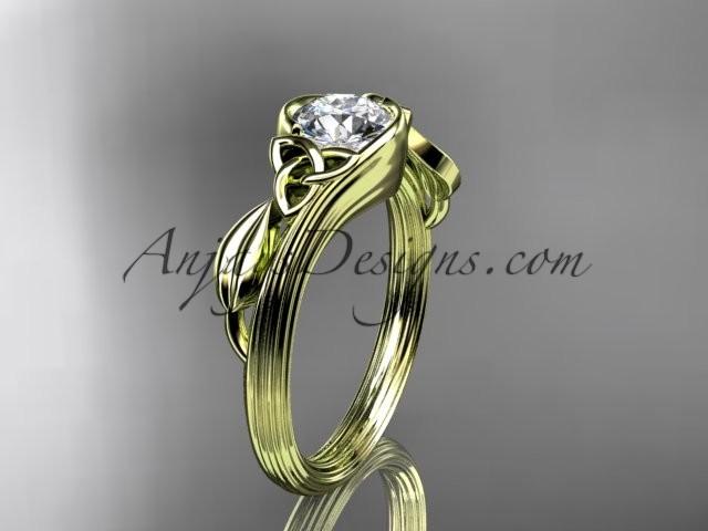 Wedding - 14kt yellow gold diamond celtic trinity knot wedding ring, engagement ring CT7324