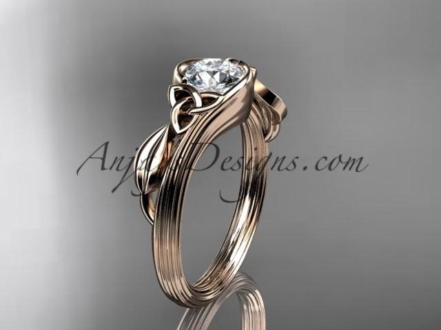 Wedding - 14kt rose gold diamond celtic trinity knot wedding ring, engagement ring CT7324