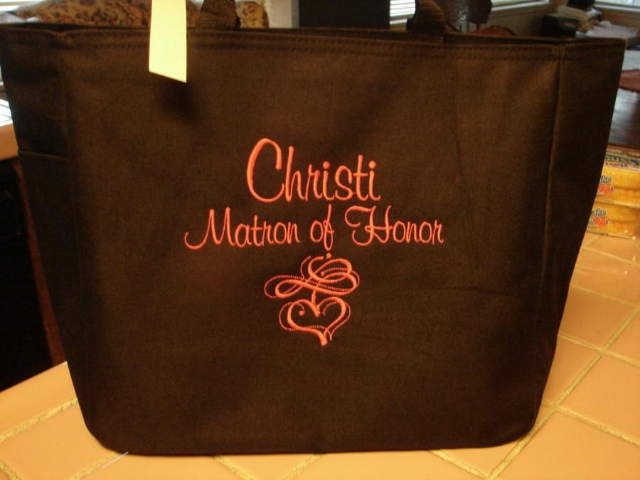 زفاف - 5 Personalized Tote Bag Monogram Bridesmaid Gift Wedding Teacher Heart SHOWER Personalized Embroidered