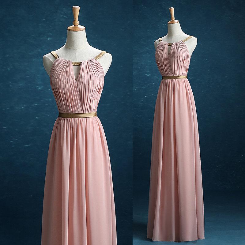 Wedding - 2016 Long Bridesmaid Dress Dusty Rose,Dusty Rose Dress,Chiffon Wedding Dress,Formal Dress,Mix And Match Party Dress Floor Length