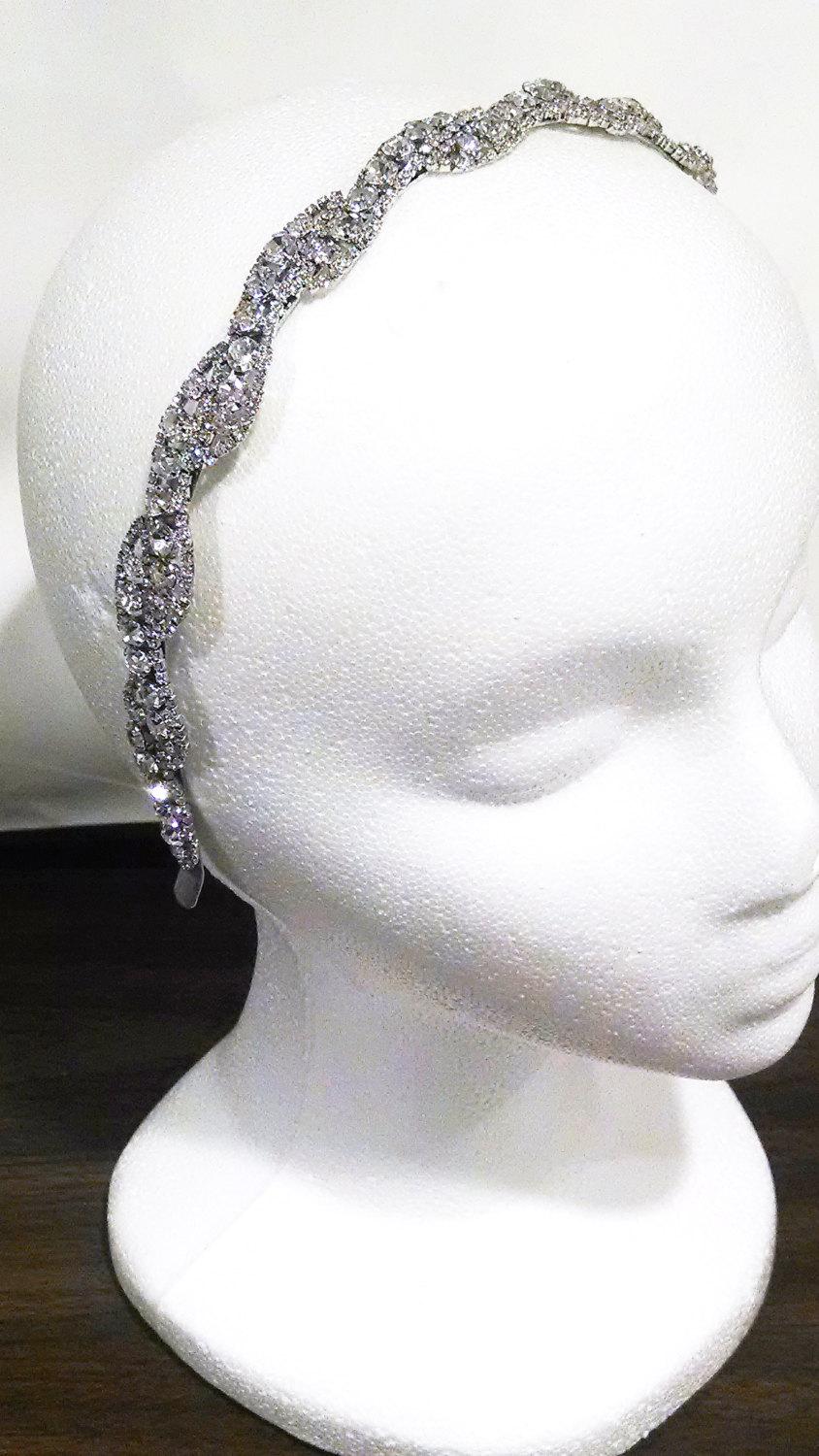 Mariage - Bridal Crystal Headband, Rhinestone Wedding Headband - Silver OR Gold