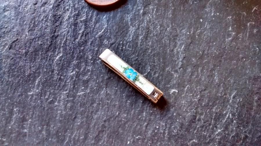 Wedding - tiny guilloche enamel barrette:  baby blue forget me not flower girl child birthday wedding hair accessory lingerie clip clasp pin barrette
