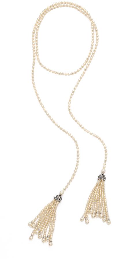 Wedding - Ben-Amun Imitation Pearl Tassel Necklace