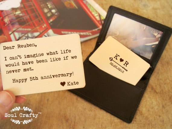 زفاف - Personlized Wallet insert card Rustic wooden wallet card Gift Valentine Day Wedding 5th year Anniversary Lover For Him For Her Gift