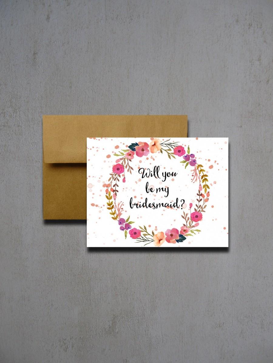 Mariage - Printable Will You Be My Bridesmaid Card - Instant Download Greeting Card - Will You Be My Bridesmaid Instant Download - Wedding Card