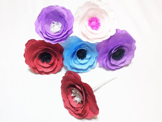 Mariage - Anemone's, Custom color flowers, Anemone paper flowers, Coffee filter flowers, Fake flowers, Floral arrangment flowers, Paper flowers
