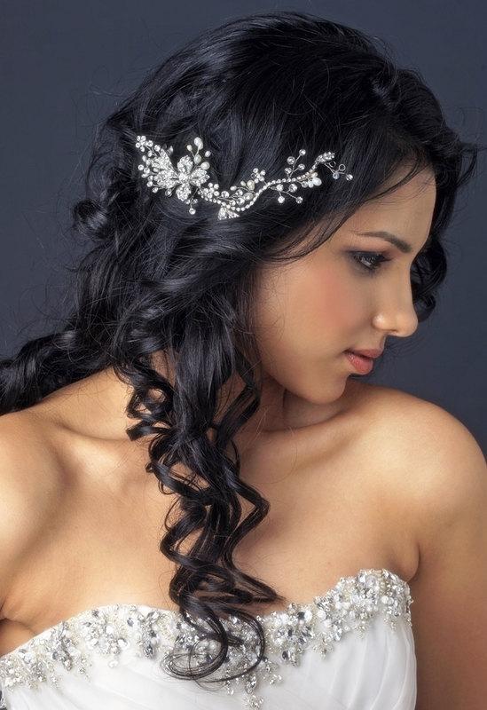 Wedding - Bridal hair vine, Wedding headpiece, Pearl hair comb, Bridal hair comb, Rhinestone headpiece, Vintage style hair comb, Pearl hair vine