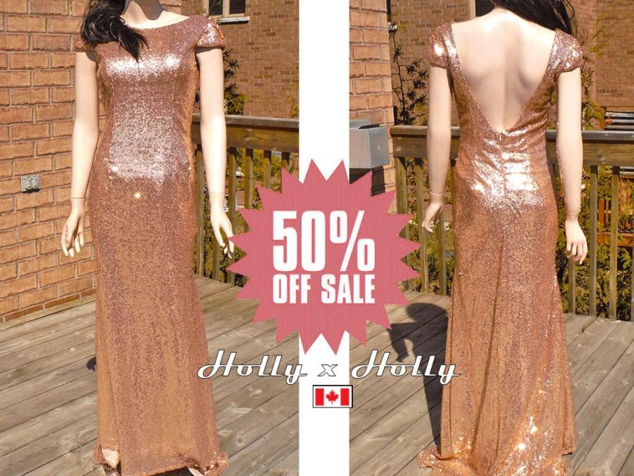 Mariage - Rose gold sequin bridesmaid dress, blush gold bridesmaid dress, blush sequin dress