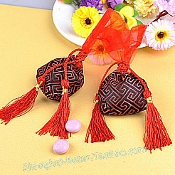 زفاف - Asian Wedding Favor Organza Bags with Red Tassel TH023