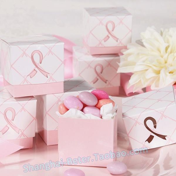 Hochzeit - 12pcs Pink Ribbon Wedding Favor Box Women Health Care TH007