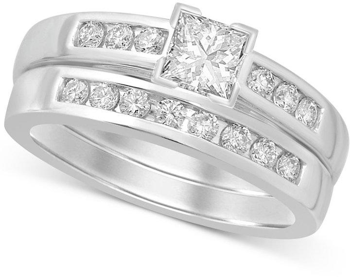 Wedding - Diamond Princess-Cut Bridal Set (9/10 ct. t.w.) in 14k White Gold