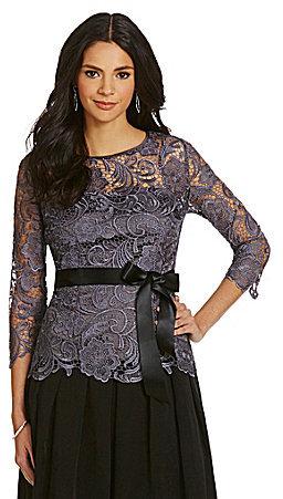 Mariage - Adrianna Papell Lace Illusion Top