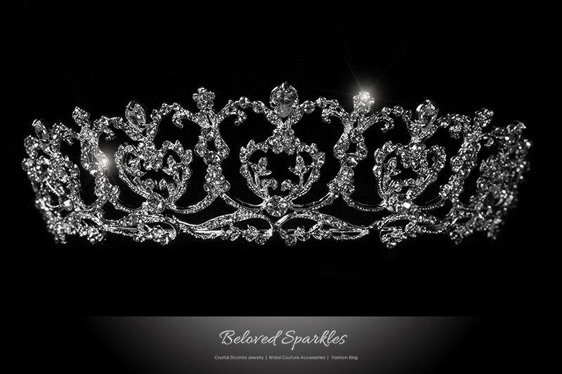 Wedding - Bridal Tiara, Vintage Victorian Swarovski Crystal Tiara, Floral Cluster Crystal Tiara, Wedding Tiara, Quinceanera Tiara, Reign Royal Tiara