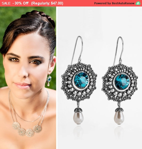 زفاف - 30% SALE Blue wedding jewelry, Blue wedding earrings, Blue wedding, Something Blue Jewelry, Something blue, Blue bridal earrings, Blue br...