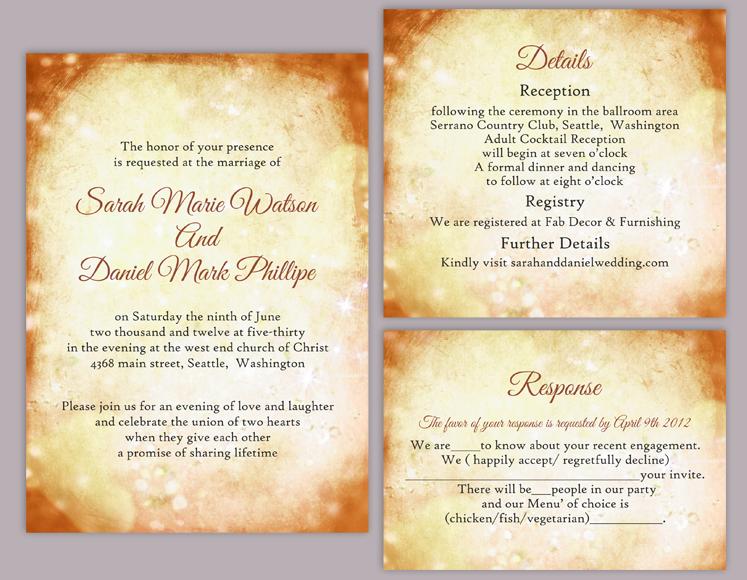زفاف - DIY Rustic Wedding Invitation Template Set Editable Word File Download Printable Invitation Gold Wedding Invitation Yellow invitation