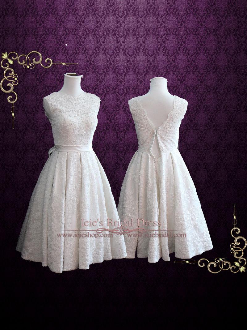 Свадьба - Vintage Tea Length Wedding Dress with Sweetheart Lining 