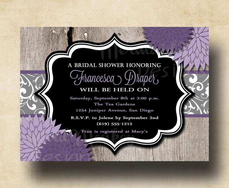 Свадьба - Rustic Printable Shower Invite - Bridal Shower Invitation - Baby Shower - Floral - Francesca