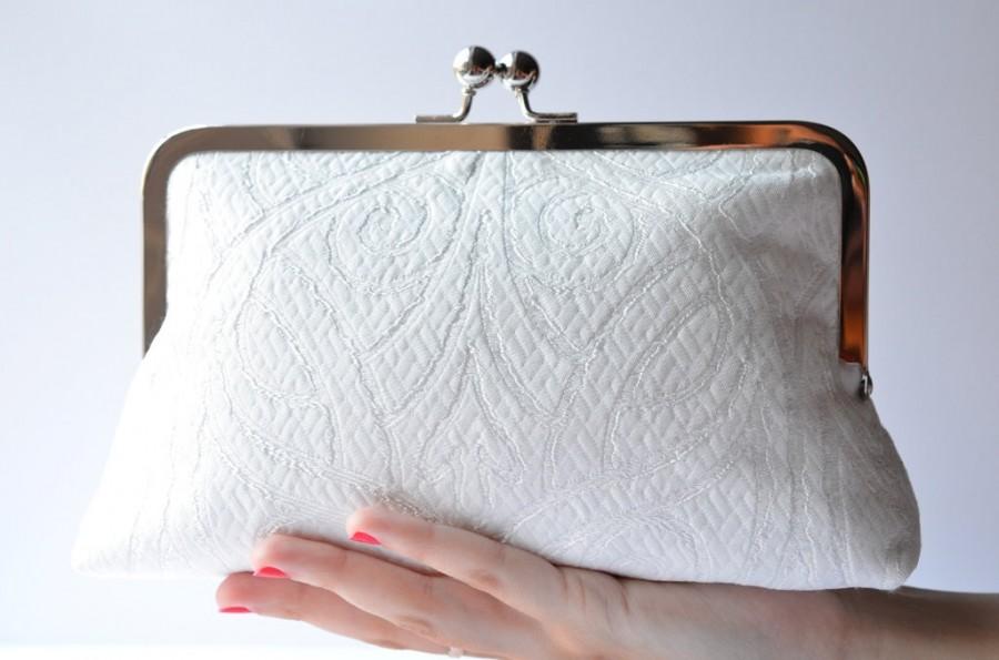 Wedding - Bridal white formal clutch bag: silk-lined purse, bridal accessory, wedding day, bridesmaid gift