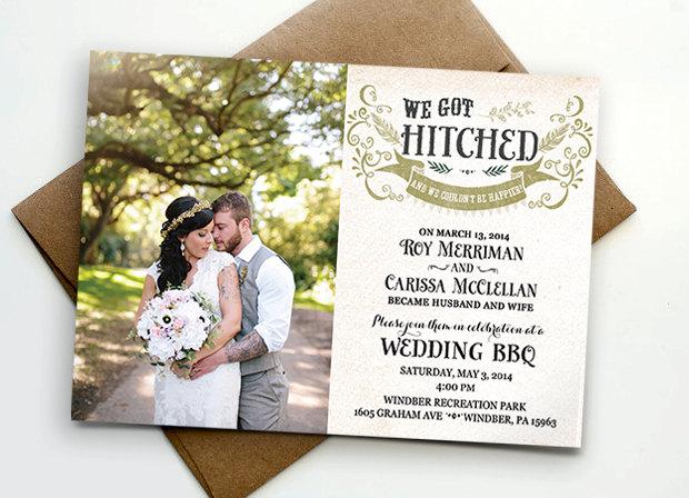 Hochzeit - Post wedding reception invitation / We got hitched!