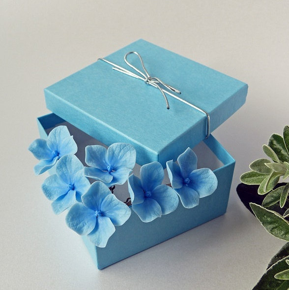 زفاف - Blue Hydrangea hair pins ( set of 6 ), Wedding flower hair accessories, Bridal hair flowers, Bride flower pins Hair pins bride, NOT FRAGILE!