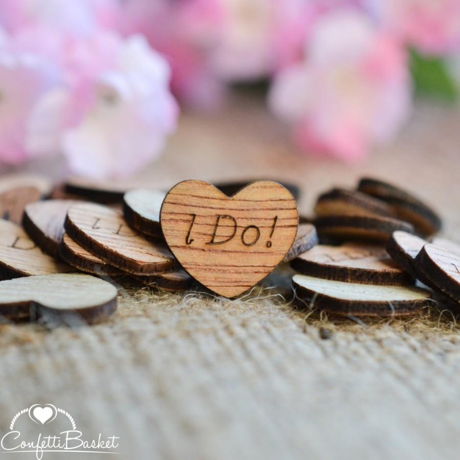 Hochzeit - 100 I Do! Wooden Hearts 3/4" - Rustic Wedding Decor - Table Confetti - Wedding Invitations