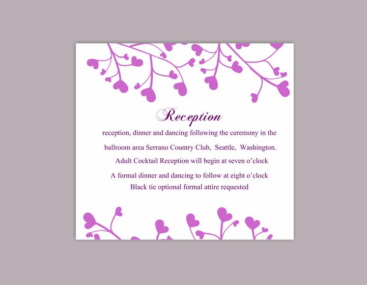 Hochzeit - DIY Wedding Details Card Template Editable Word File Instant Download Printable Details Card Purple Details Card Elegant Information Cards
