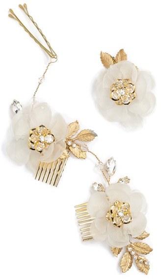 زفاف - NESTINA ACCESSORIES Crystal Flower Bridal Hair Comb and Pin