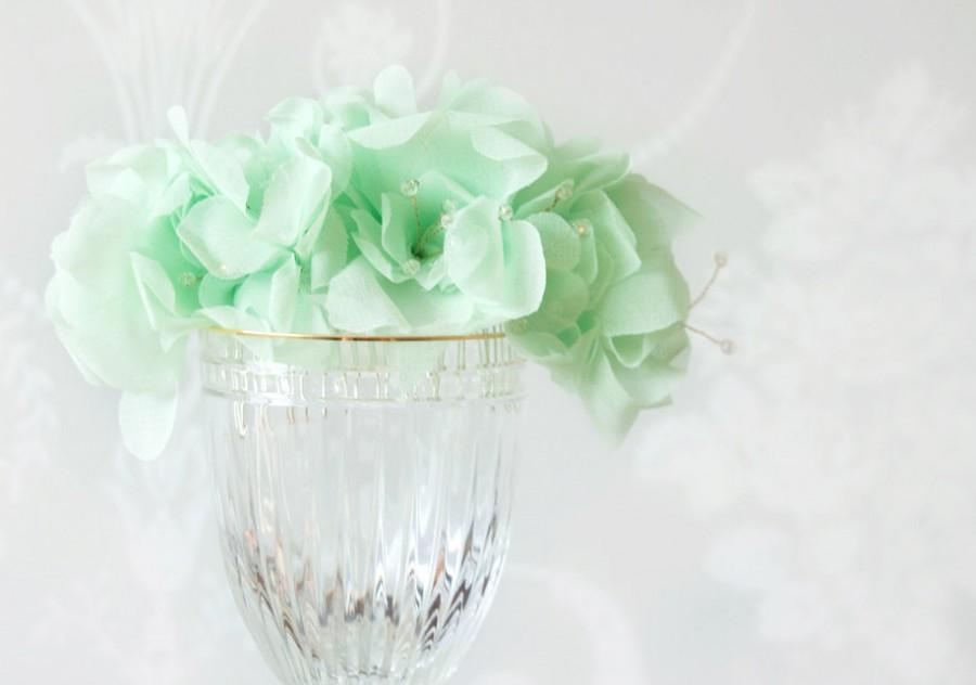 زفاف - Mint Green wedding, summer wedding, mint reen bridal hair piece-Ella