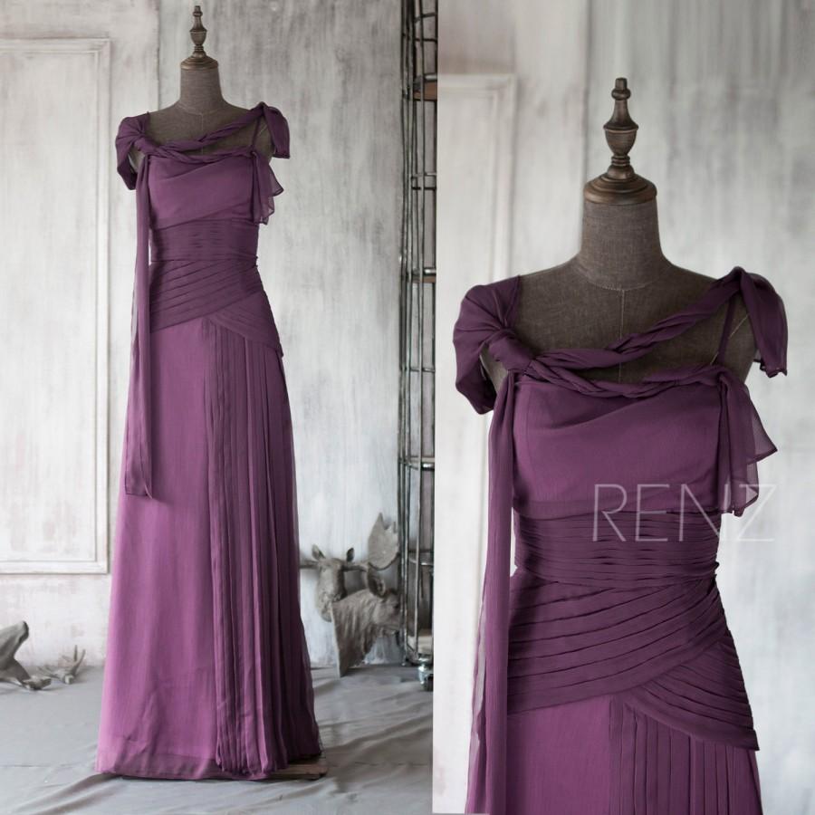 Mariage - 2015 Long Purple Bridesmaid dress, Violet Wedding dress, Party dress, Womens Formal Evening dress, Asymmetric Prom dress floor length (F115)