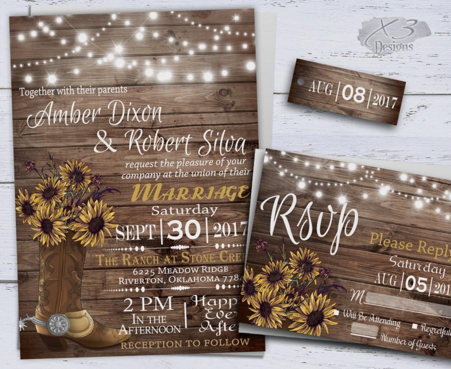 Sunflower Wedding Invitatons Rustic Wedding Invitations 2457750