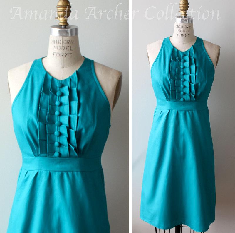 Wedding - Turquoise Teal Dress, Bridesmaid, Made to Order