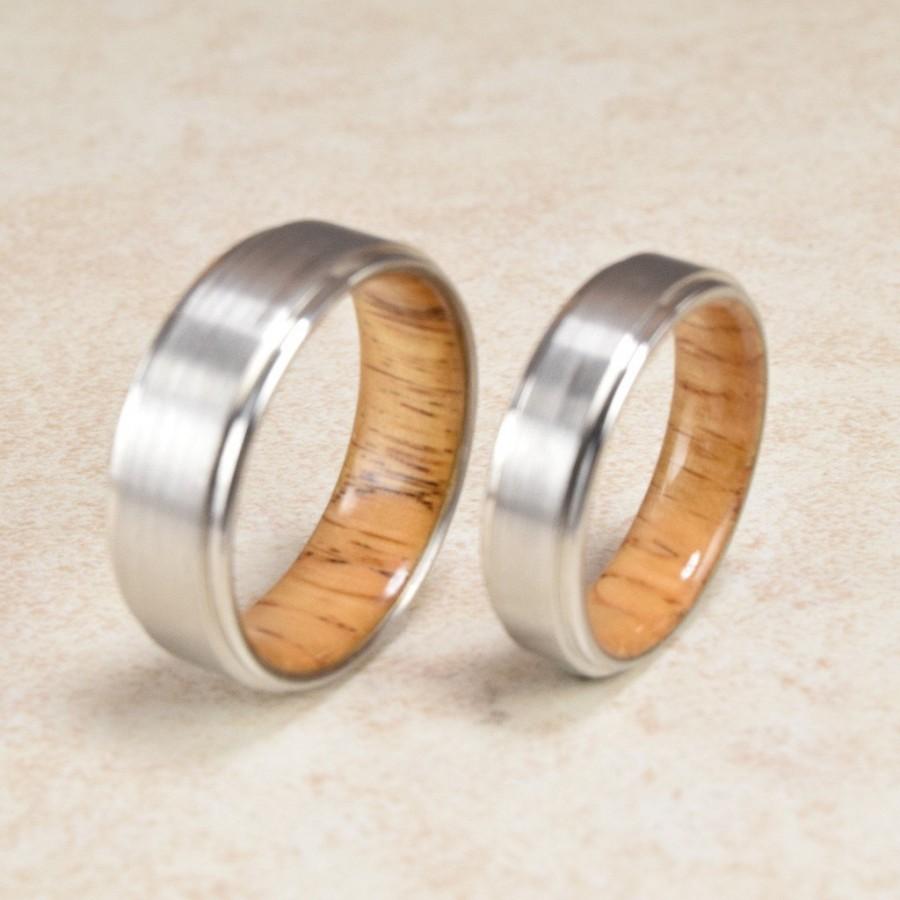 Wedding - Cobalt & Red Oak Wood Lined Ring // Engagement Ring // Exotic Wood Ring // Men's Wedding Band // Women's Ring // Gift Ring